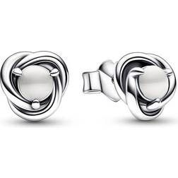 Pandora June Eternity Circle Stud Earrings - Silver/Pearl