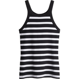 H&M Ribbed Tank Top - Black/White Striped