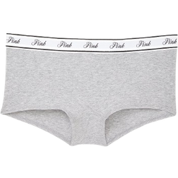 PINK Logo Cotton Boyshort Panty - Medium Heather Grey