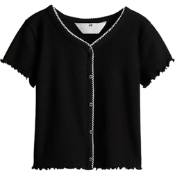 H&M Kid's Ribbed Cotton T-shirt - Black (1241779003)