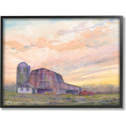 Stupell Country Barn At Sunrise Black Framed Art 30x24"