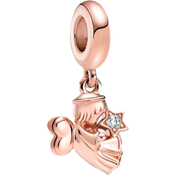 Pandora Heart Winged Angel Dangle Charm - Rose Gold/Transparent