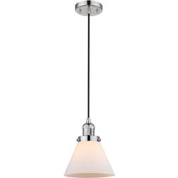 Innovations Lighting Large Cone Mini Polished Nickel/Matte White Cased Pendant Lamp 8"