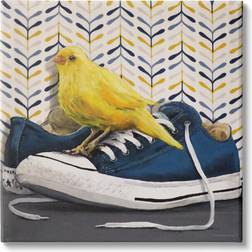 Stupell Yellow Canary Blue Laced Sneakers Multicolor Wall Decor 17x17"