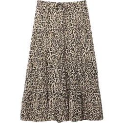 Stradivarius Flowing Leopard Print Midi Skirt - Caramel