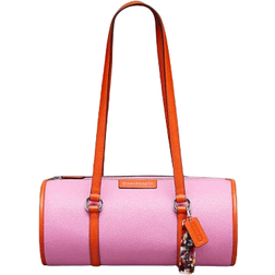 Coach Barrel Bag In Pebbled Coachtopia Leather - Bright Magenta/Sun Orange