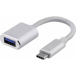 Deltaco USB C 3.1 Gen.1 - USB A OTG Adapter M-F 0.1m