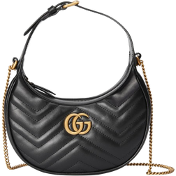 Gucci Gg Marmont Half Moon Shaped Mini Bag - Black