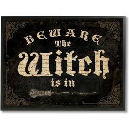 Stupell Beware The Witch Vintage Phrase Black Framed Art 30x24"