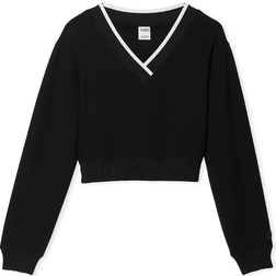 PINK Premium Fleece V Neck Pullover - Pure Black