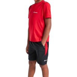 Berghaus Kid's Tech T-shirt/Shorts Set - Red/Black