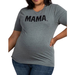 Pink Blush Mama Glitter Graphic Plus Top Charcoal Grey