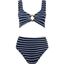 Hunza G Nadine Stripe Bikini - Navy/White