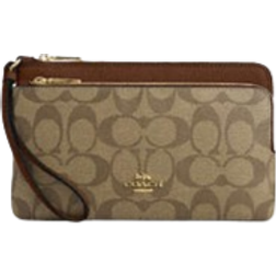 Coach Double Zip Wallet In Signature Canvas - Gold/Khaki Saddle 2