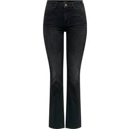 Only Blush Mid Waist Flared Jeans - Washed Black