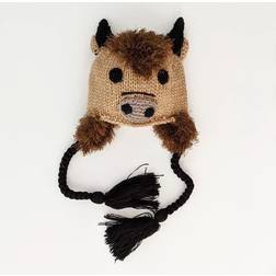 Huggalugs Buffalo Earflap Beanie Hat - Brown Yarn/Black