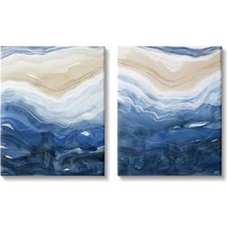 Stupell Abstract Ocean Geode Landscape Busy Blue Beige Lines Blue/Beige Framed Art 16x20"