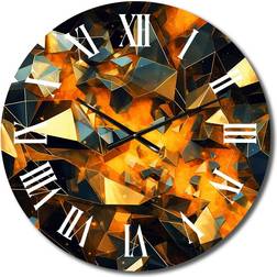 Design Art Gold Cubist Visions I Cubism Oversized Black Wall Clock 16"