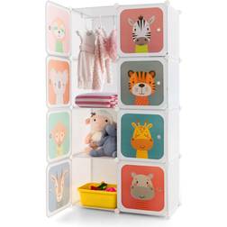 Costway 8 Cube Kids Wardrobe Closet with Hanging Section & Doors