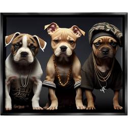Stupell Industries Gangster Dogs Trio Puppies Black Framed Art 31x25"