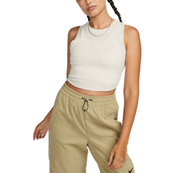 Nike Women's Sportswear Chill Knit Tight Cropped Mini Rib Tank Top - Light Orewood Brown/Sail