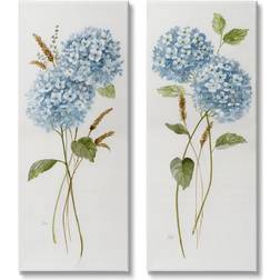 Stupell Blue Hydrangea Long Stems White/Multicolour Wall Decor 10x24" 2pcs