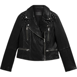 AllSaints Cargo Distressed Biker Jacket - Black/Grey