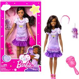 Mattel My First Barbie Preschoolers Brooklyn Brunette Posable Doll with Puppy & Accessories HLL20