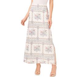 CeCe Women's Floral Print A-Line Maxi Skirt - Egret