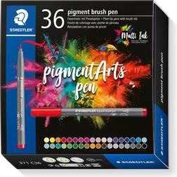 Staedtler Pigment Brush Pen 371 Fibre Tip Pens with Brush Nib 36-pack