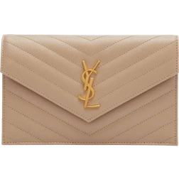 Saint Laurent YSL Monogram Small Wallet - Dark Beige