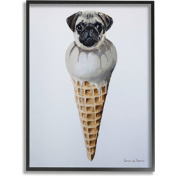 Stupell Industries Pug Ice Cream Cone Black Framed Art 24x30"