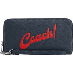 Coach Long Zip Around Wallet With Graphic - Silver/Denim