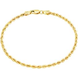 Nuragold Solid Rope Chain Diamond Cut Bracelet 2mm - Gold