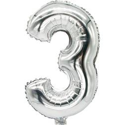 Papstar Number Balloons 3 Silver