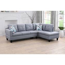 Ebern Designs Upholstered Sectional Gray Sofa 97" 4 Seater