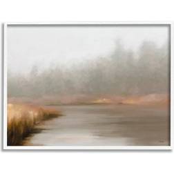 Stupell Rural Stream In Fog White Framed Art 30x24"