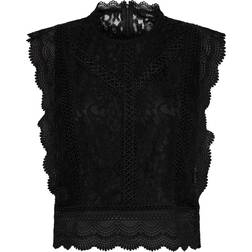 Only Cropped Lace Top - Black