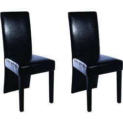 vidaXL Faux Leather Black Kitchen Chair 37" 2pcs