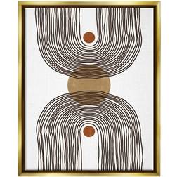 Stupell Industries Asymmetrical Rainbow Reflection Abstract Round Shapes Gold Framed Art 17x21"
