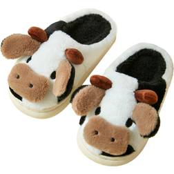 Cartoon Cow Cotton Slippers - Black