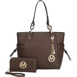 MKF Collection Yale Tote Bag with Wallet Set - Chocolate