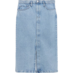 Mango Soleil Slit Denim Skirt - Light Blue