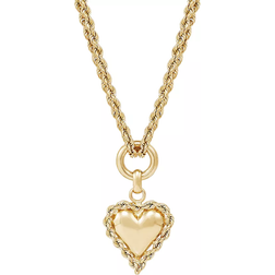 Macy's Puff Heart Rope Framed Pendant Necklace - Gold