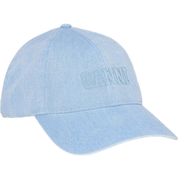 Ganni Embroidered Denim Logo Cap - Baby Blue