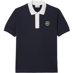 Lacoste Men's Logo Badge Contrast Collar Polo - Navy Blue/White