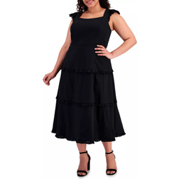 Anne Klein Ruffled Tier Midi Dress - Black