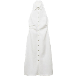 Mango Belen Linen Shirt Collar Dress - Off White