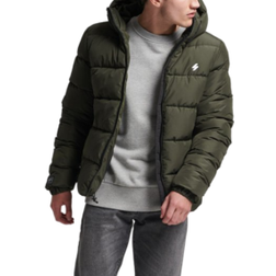 Superdry Sports Hooded Quilted Jacket - Dark Moss Green