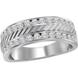 Gem & Harmony Anniversary Wedding Band Ring - White Gold/Diamonds